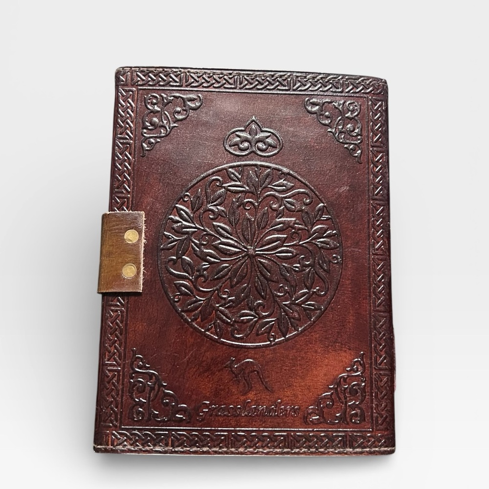 Handmade Leather Double Dragon Amethyst Stone Journal - Picture 2 of 12